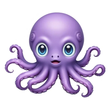 Meme-Worthy Floating Baby Octopus Portrait Emoji, Drifting gracefully in the water with soft, curled tentacles and a dreamy, weightless posture, showcasing a smooth, rounded light blue-purple body with mesmerizingly large, gentle eyes gazing into the abyss, Simplified yet poetically expressive features, highly detailed, glowing with a soft, celestial marine glow, high shine, quiet and mystical, stylized with an air of deep-sea serenity, soft glowing outline, capturing the essence of a tiny, peaceful cephalopod floating endlessly in the infinite beauty of the ocean depths! sticker