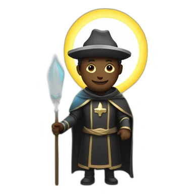 black pilgrim with a staff and a halo of light sticker