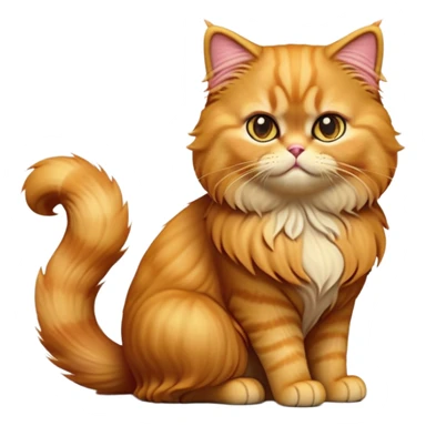 cinematic-[ginger persian cat]-realistic-full-body-sitting-emoji,-tail-curled-playfully-around-its-paws,-head-tilted-dramatically,-fluffy-[ginger]-fur,-simplified-yet-realistic-focused-features,-highly-detailed,-glowing-with-an-almost-sarcastic-glow sticker