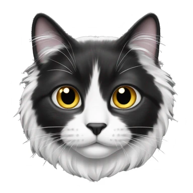 black and white cat long haired sticker