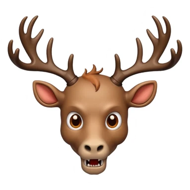 cartoon wendigo with antlers, puzzled expression, floating question mark above its head sticker