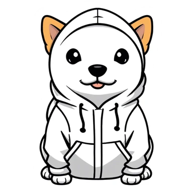 Dog wearing a hoodie sticker