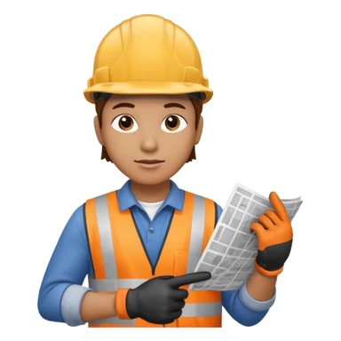 Worker pointing at construction site map sticker