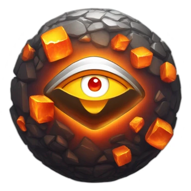 3d sphere with a cartoon Magma Cube skin texture with Eye of Horus sticker