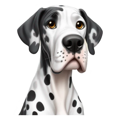 Merle Great Dane and black & white cat with black spot on nose sticker