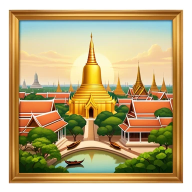 ​Cinematic Realistic Nakhon Pathom, Thailand, depicted as a historic cityscape dominated by the iconic Phra Pathom Chedi, surrounded by lush gardens, bustling local markets, and traditional Thai architecture, bathed in warm golden light and rendered with rich textures that capture its cultural and historical significance, sticker