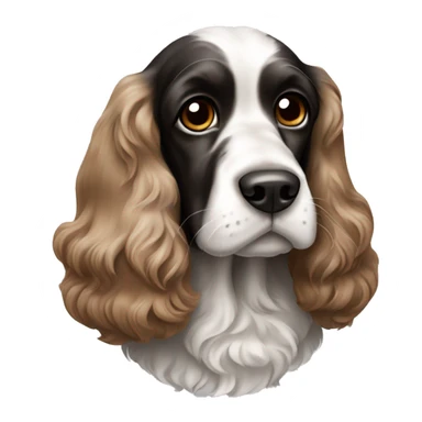 Englisch Cocker Spaniel dog with colour black White and Brown, he has black ears  sticker