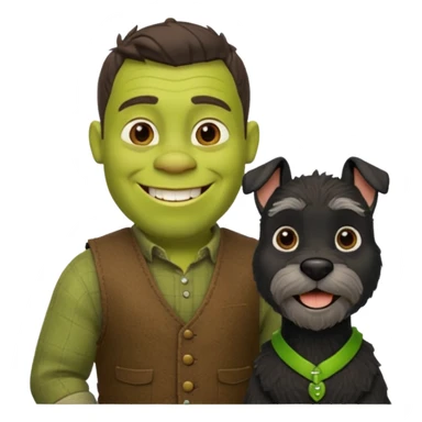 Shrek with a miniature black schnauzer sticker