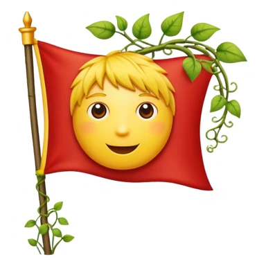 Red and yellow flag with three legs and a head with vines as hair sticker