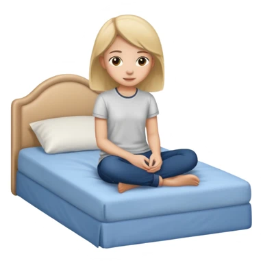 Jeune fille ado assise sur  un lit sticker