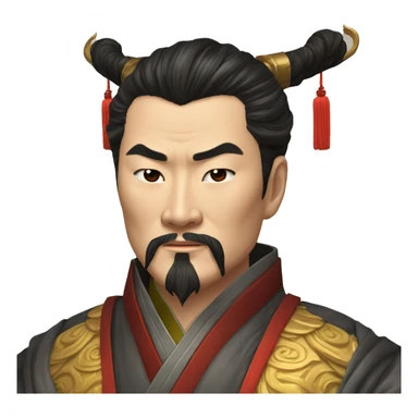 /imagine prompt: "emoji style portrait of Qin Shi Huang, Emperor of China, wearing a dragon robe, a determined expression on his face, detailed and realistic" --v 4 --q 2 sticker
