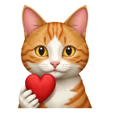 Male cat holding heart and flower sticker