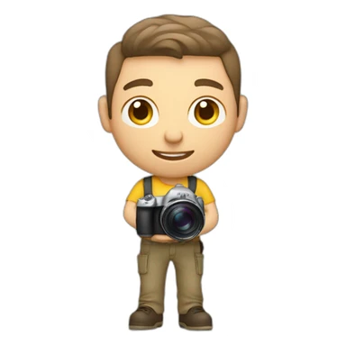 Male Photographer shaved Caucasian wavy hair brunette holding camera sticker