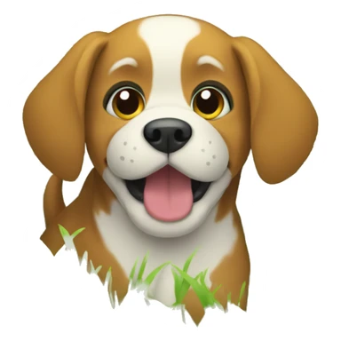 dog in the grass sticker