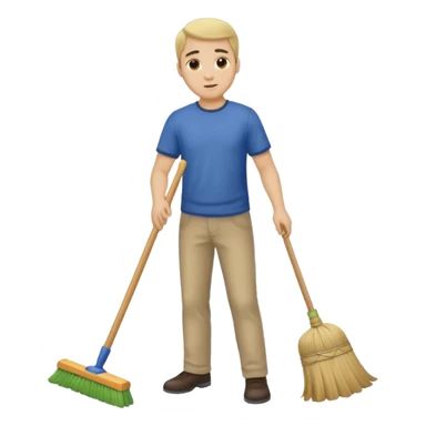 ligth man sweeping the floor sticker