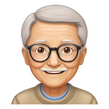 elderly grandparent with glasses and a warm smile sticker