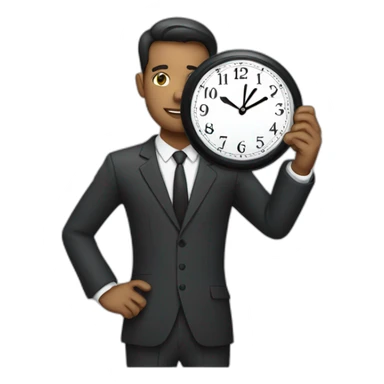 a man in a suit holding a clock in his right hand sticker