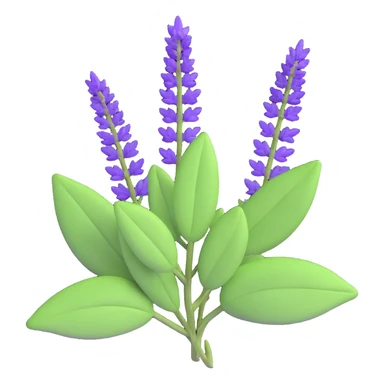 Enhance the Salvia nemorosa (woodland sage) emoji to be more three-dimensional and voluminous, with improved depth and realism, maintaining the 3D iOS emoji style and transparent background. sticker
