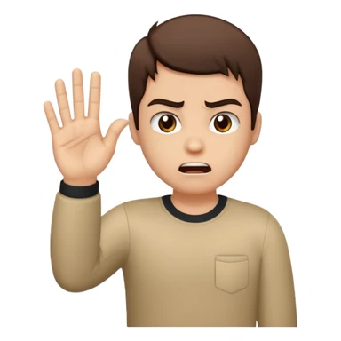 kinda mad and had a palm up like talk to the hand sticker