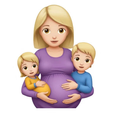 pregnant girl holding three children sticker