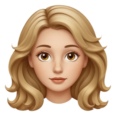 creative women with long dark Blond with highlights wavy hair white women, oval shape face hazel eyes long lashes little bit of freckles on the nose high cheek bones sticker