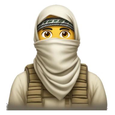 Emoji Proposal: A man wearing a shemagh (traditional military-style scarf) wrapped around his head and covering his mouth and nose, with only his eyes visible. Represents desert protection, military use, or cultural tradition. sticker