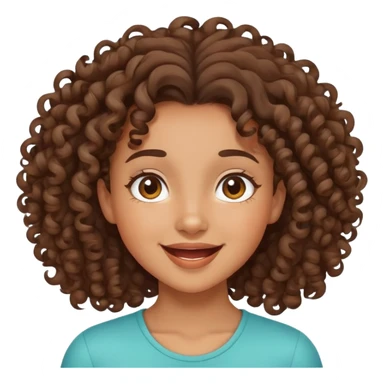 mixed-race girl with curly brown hair, joyful expression sticker