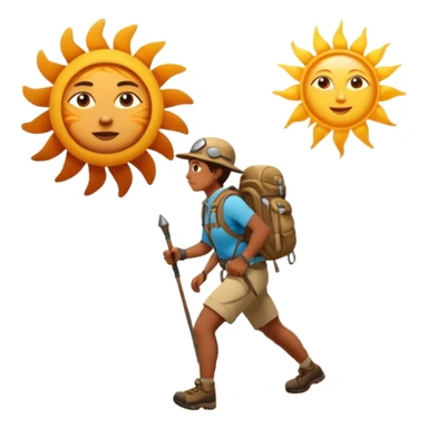 
una mezcla de sol + montaña + caminante estilo petroglifo con un espiral tipo energía ancestral sticker