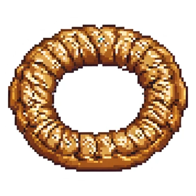 pixel art simit, stylized, thick ring, pixelated sesame details sticker