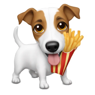 White Jack Russell Terrier eating fries sticker