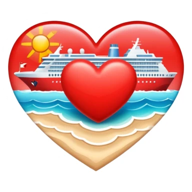 Heart with cruise ship and beach sticker
