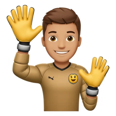 Football goalkeeper gloves with man goalkeeper and small emoji sticker