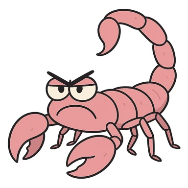 pink scorpion in flat toon style sticker