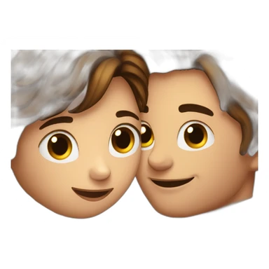 europeans lovers with brown hairs hugging in a comforter ball sticker