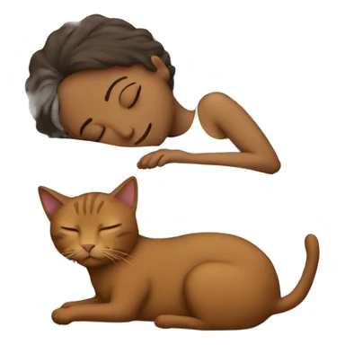 A couple sleeping with a brown cat  sticker