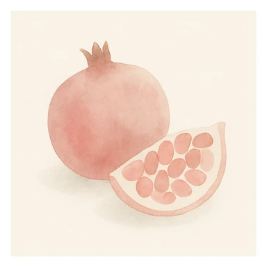 a pomegranate, watercolor style, soft edges, juicy, natural colors sticker