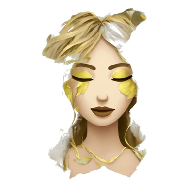  Hemp 420 lady face melting gold drizzle kintsugi palm leaves tropical made of 420 origami newspaper roses hemp leaves lantern fairy lights burning paper and hemp leaves in hair sticker
