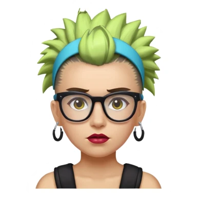 extreme mohawk person face headband glassess excessive makeup glowing hair sticker