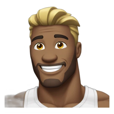 Giga Chad smiling black and white musculation meme a little from profile sticker