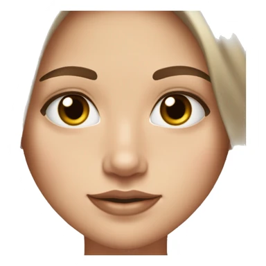 a white girl with dark brown milking brown straight hair middle part that’s short and ends the length on her shoulders with brown eyes and long eyelashes with lots of mascara on them and lipgloss on the lips plesse sticker