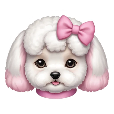 bichon frise dog girl with a pink bows on her ears sticker