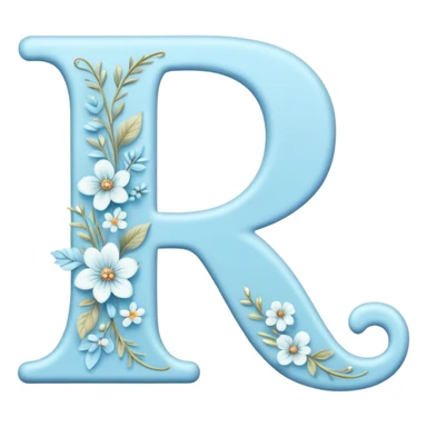 Light-blue romantic alphabet letter sticker