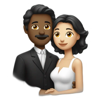 Un homme noir avec une femme blanche qui font des bisous sticker