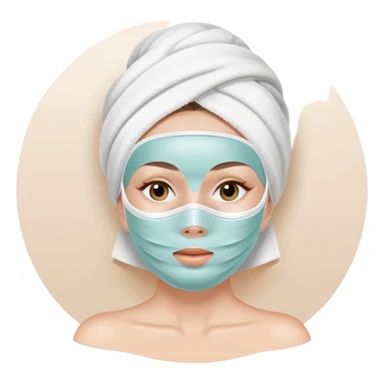 white Lady with face mask spa beauty full face relaxing sticker
