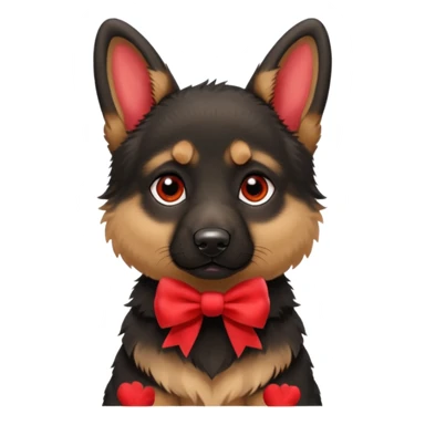 German shepherd puppy with a bow sticker