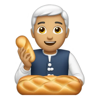 French eating bread sticker