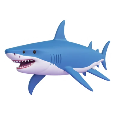 Edit the shark emoji in the smooth, cartoonish, 3D emoji style to be a dark moderate blue color. Remove legs and sneakers. The shark should be facing left with no background. sticker