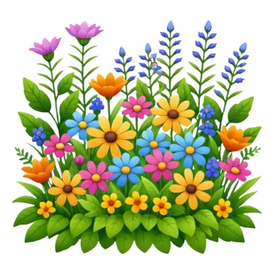 flower bed with wildflowers and leafy greenery sticker