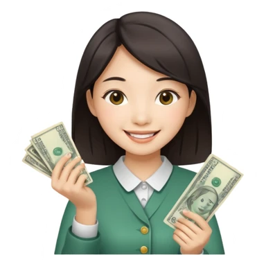 Hot Asian girl with money  sticker
