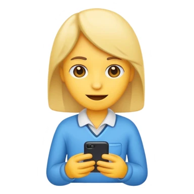Emoji of a person typing on their smartphone. Simple emoji style, flat design, bright colors, thick outlines. sticker